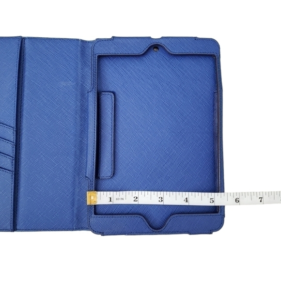 Michael Kors Blue Saffiano Leather Ipad Mini Stand Case Clutch - Picture 10 of 11